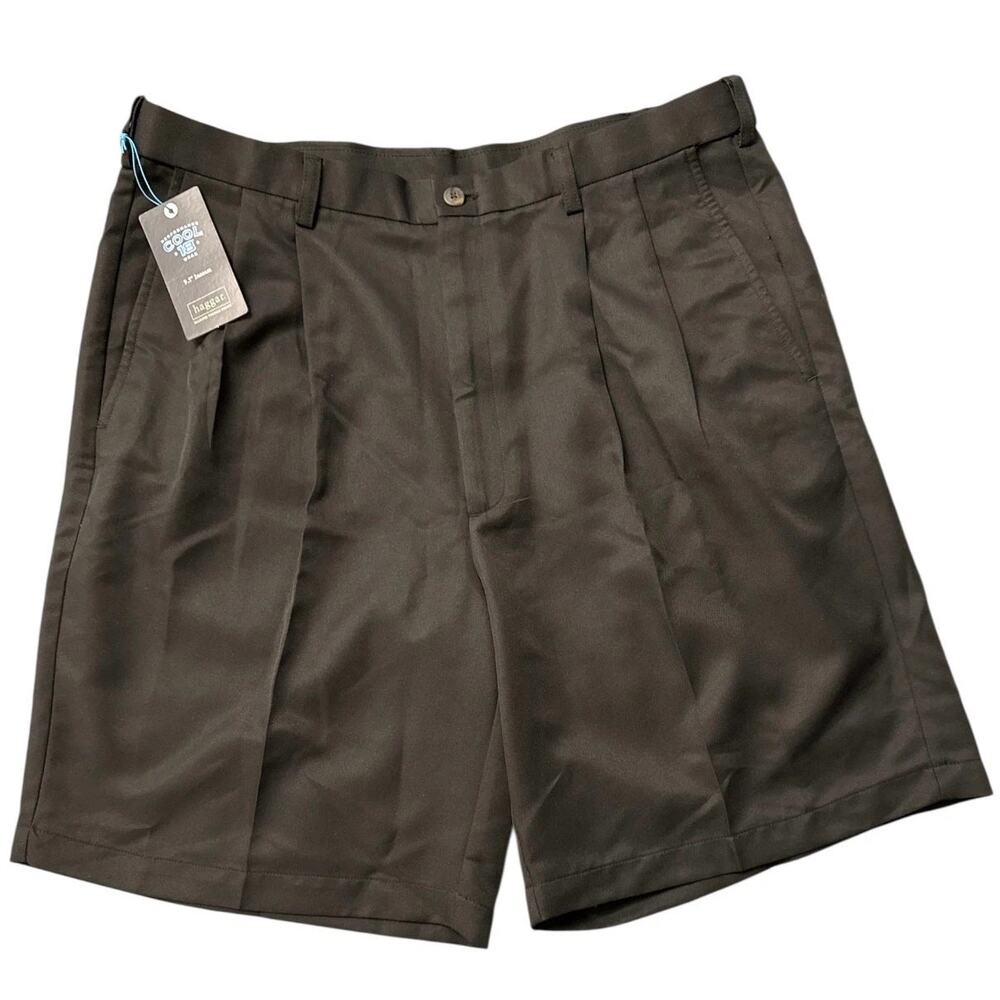 Haggar Cool 18 Pleated Performance Shorts 38W 9.5” Inseam NWT Comfort Waist‎